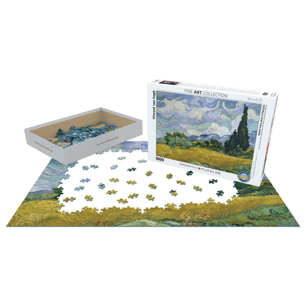 Wheat Field With Cypresses 1889 By Vincent Van Gogh - 1000 Piece Jigsaw Puzzle, Premium Quality, Made In USA - View #7