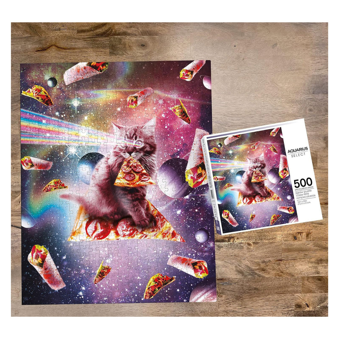 Aquarius Puzzles - Random Galaxy Cat Pizza 500 pc Puzzle - The Puzzle Nerds  