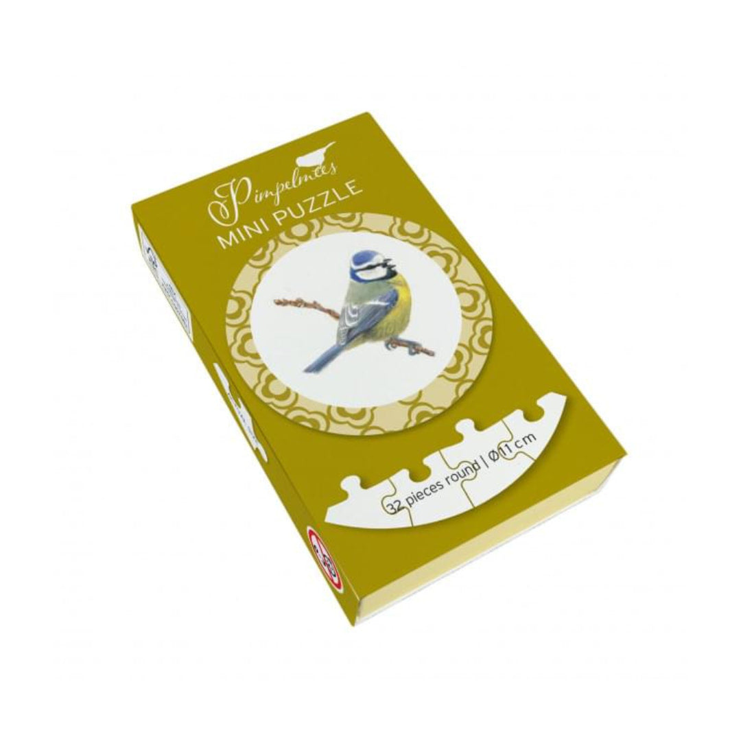 Bekking & Blitz Puzzles - Blue Tit (Pimpelmees) 32 Piece Round Mini Puzzle - The Puzzle Nerds  