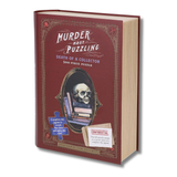 Book-shaped puzzle box with skull and books illustration on a white background