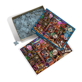 Jigsaw puzzle with colorful design on a white background