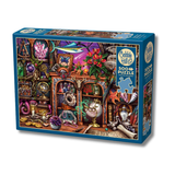 Cobble Hill puzzle box with a colorful illustration of a curio cabinet on a white background