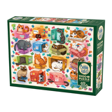Cobble Hill puzzle box with cat-themed pieces on a white background