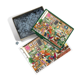 Jigsaw puzzle with completed and incomplete pieces on a white background