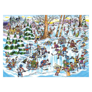 Cobble Hill - DoodleTown: Hockey Town 1000 Piece Puzzle - The Puzzle Nerds 