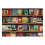 Bookshelf with various books on a white background