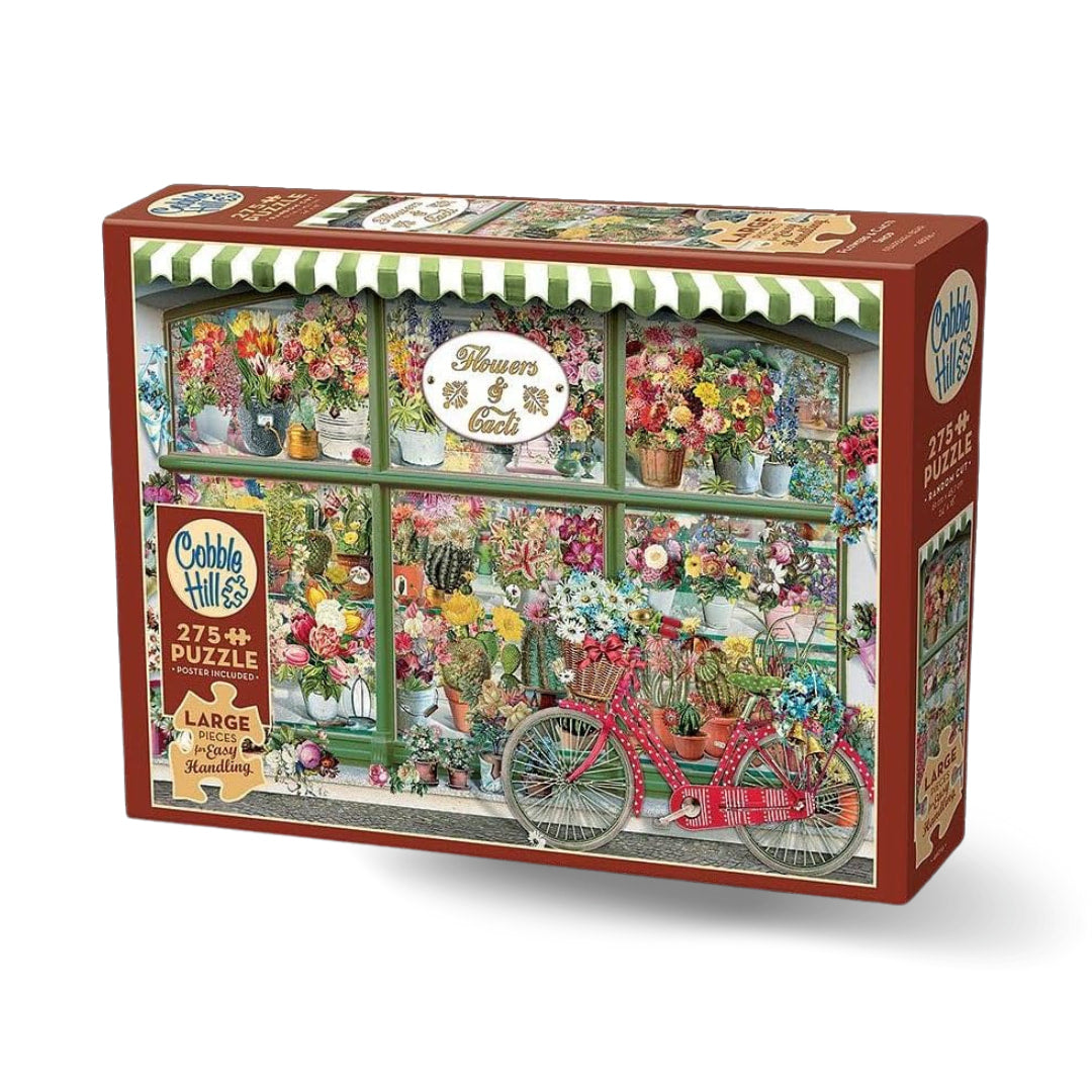 Cobble Hill - Flowers And Cacti Shop Easy Handling 275 Piece Puzzle - The Puzzle Nerds 