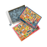 Colorful puzzle with a box on a white background