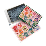 Tea-themed puzzle with packaging on a white background