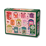 Cobble Hill puzzle box with colorful tea canister design on a white background