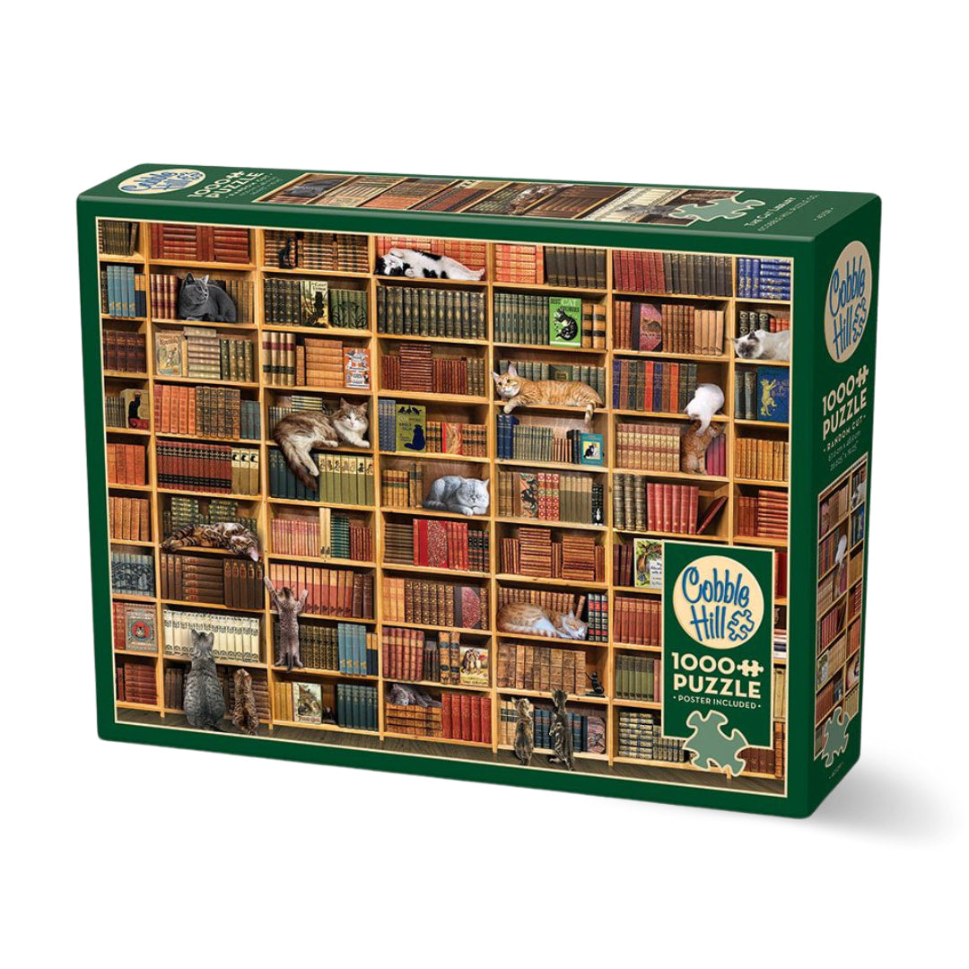 Cobble Hill Puzzle - The Cat Library 1000 Piece Puzzle - The Puzzle Nerds 