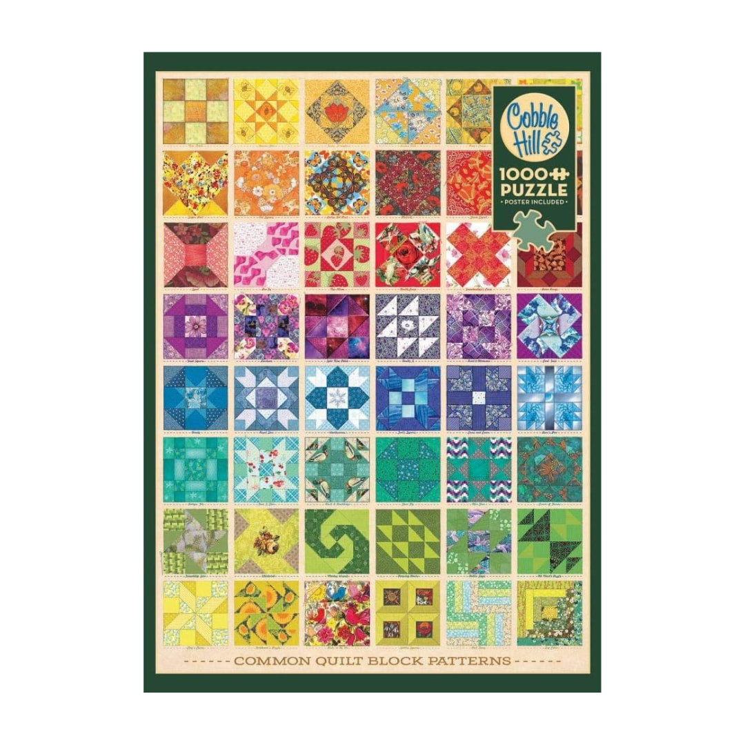 Cobble Hill Puzzles - Common Quilt Blocks 1000 Piece Puzzle - The Puzzle Nerds  