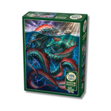 Cobble Hill puzzle box with a colorful sea monster design on a white background