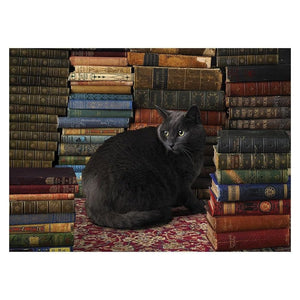 Cobble Hill Puzzles - Library Cat 1000 Piece Puzzle - Large Box - The Puzzle Nerds  