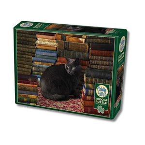 Cobble Hill Puzzles - Library Cat 1000 Piece Puzzle - Large Box - The Puzzle Nerds  