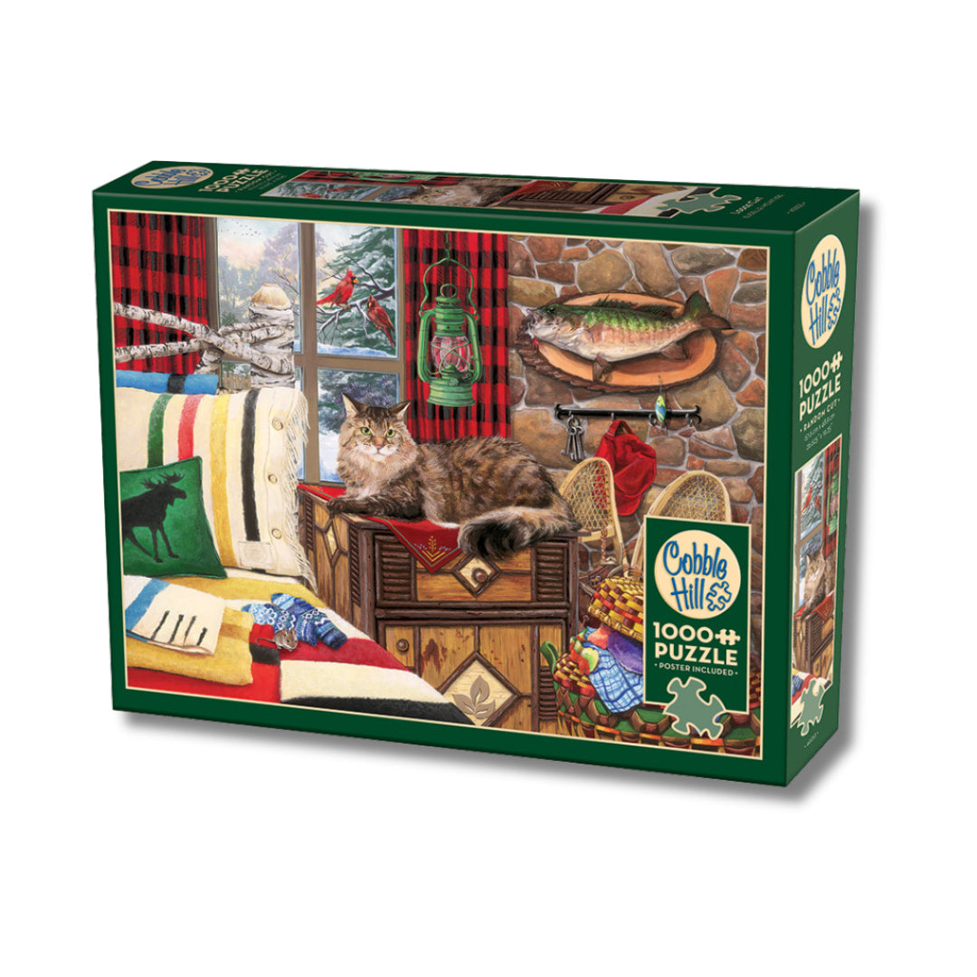 Cobble Hill  Puzzles - Lodge Cat 1000 Piece Puzzle - The Puzzle Nerds 