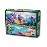 Cobble Hill puzzle box with mountain and lake artwork on a white background