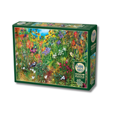 Cobble Hill puzzle box with a colorful garden design on a white background