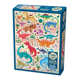 A 300-piece jigsaw puzzle box by Cobble Hill Kids featuring a colorful illustrated cover with various dinosaurs in vibrant colors on a light background, set against a plain white background.