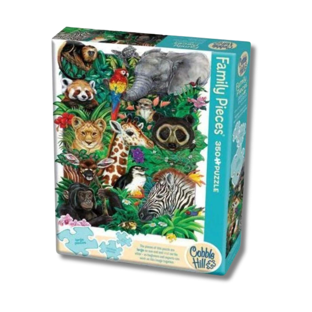 Cobble Hill Puzzles - Safari Babies 350 Piece Family Puzzle - Large Box - The Puzzle Nerds  