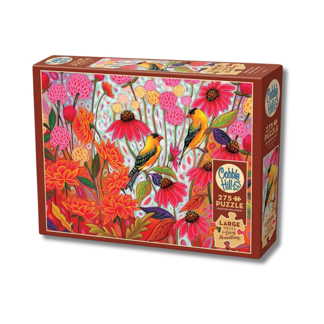 Cobble Hill Puzzles - Springtime Goldfinches Easy Handling 275 Piece Puzzle - The Puzzle Nerds  