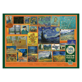 Van Gogh-themed puzzle with various artworks and Cobble Hill logo on an orange background