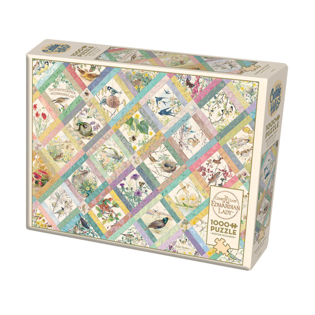 Jigsaw puzzle box with bird illustrations on a white background