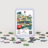 puzzle tin featuring an image of Peggy's Cove