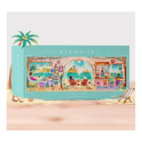 Colorful panoramic puzzle with beach scene design and 'Ele White' branding on a white background