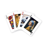 Playing cards featuring famous artworks on a white background