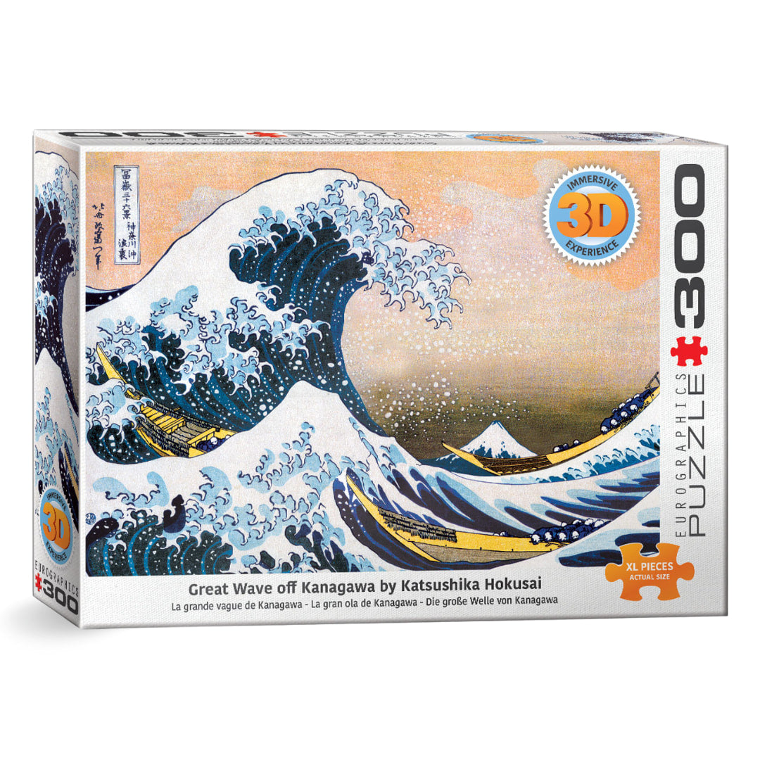 Eurographics - Great Wave Off Kanagawaby Katsushika Hokusai 300 Piece 3D Lenticular Puzzle - The Puzzle Nerds