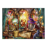 Wizard in a magical room with books, potions, and mystical objects