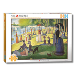 Puzzle box featuring a famous artwork with people at a park.