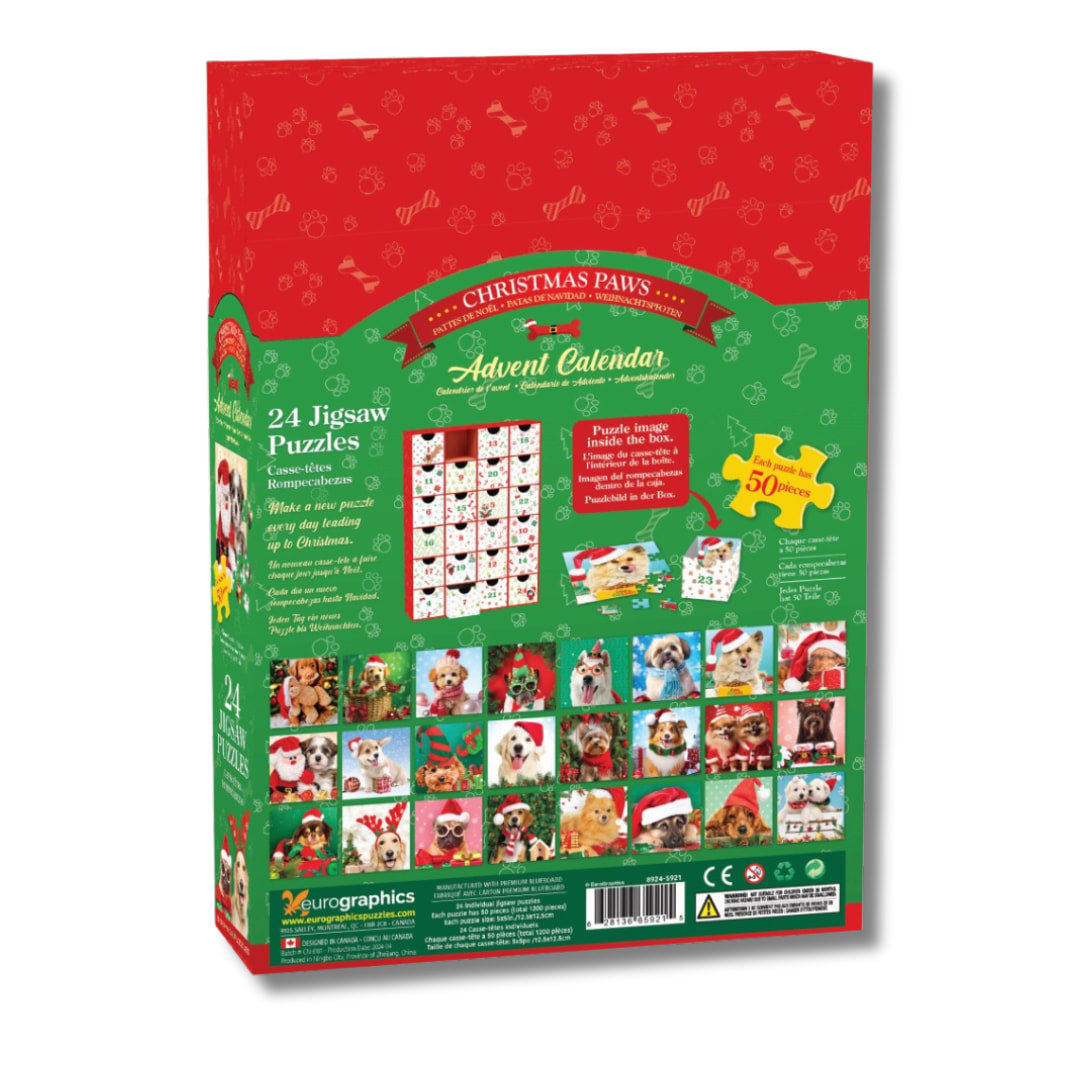 Christmas jigsaw puzzle advent calendar featuring 24 dog puzzles