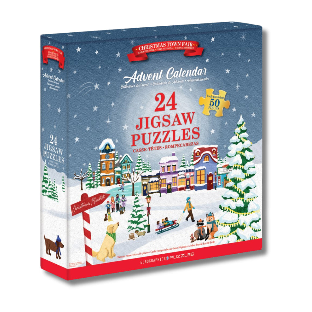 Eurographics Puzzles - Christmas Town Fair - Advent Calendar  - The Puzzle Nerds  