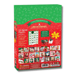 Back of package of Eurographics Christmas Advent jigsaw puzzles of cats