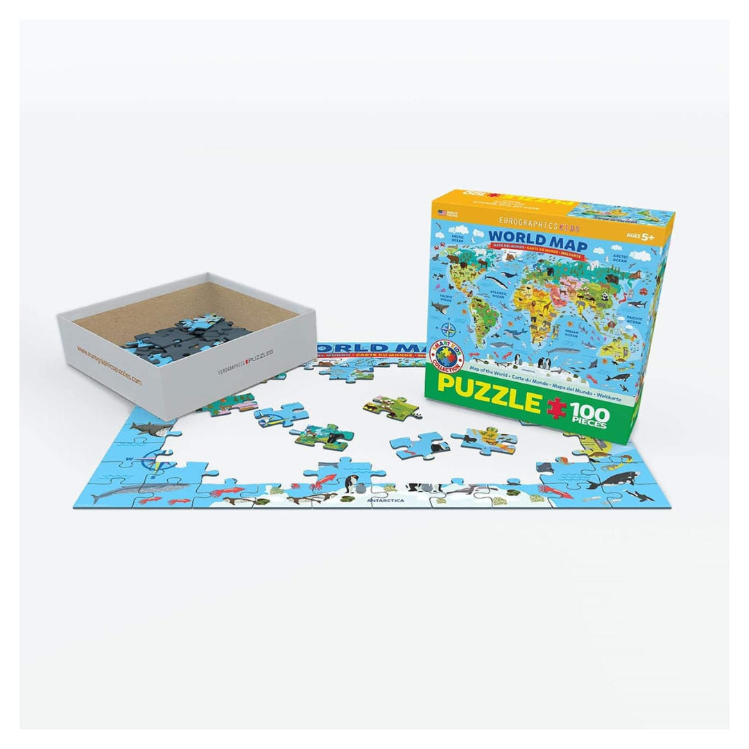 Eurographics Puzzles - Illustrated World Map 100 Piece Puzzle - The Puzzle Nerds  