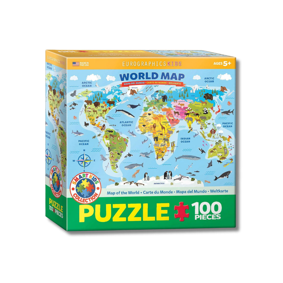 Eurographics Puzzles - Illustrated World Map 100 Piece Puzzle - The Puzzle Nerds  