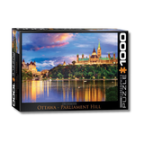 A jigsaw puzzle box featuring a photograph of Ottawa's Parliament Hill