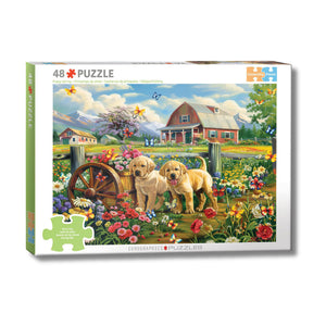 Eurographics Puzzles - Puppy Spring 48 Piece Puzzle - Connecting Pieces - The Puzzle Nerds 