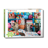 Eurographics Puzzles - Sewing Room Kittens 48 Piece Puzzle - Connecting Pieces - The Puzzle Nerds 