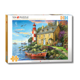Eurographics Puzzles - The Cottage Lighthouse 104 Piece Puzzle - Connecting Pieces - The Puzzle Nerds 