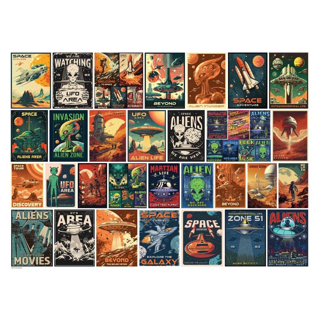 Eurographics Puzzles - Vintage Alien Posters 1000 piece puzzle - The Puzzle Nerds  