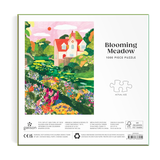 Galtison 'Blooming Meadow' 1000 piece puzzle packaging with colorful illustration of a house and garden.