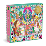 Colorful puzzle box with Easter-themed illustrations featuring animals and flowers.