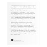 Informational text about Frank Lloyd Wright and a puzzle featuring cactus forms and flowers on a white background.