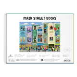 Puzzle box with 'Main Street Books' design featuring colorful buildings and people on a white background.