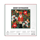 Jigsaw puzzle packaging with a nutcracker design and 'Merry Nutcracker' text.