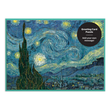 Greeting card puzzle with 'Starry Night' design by Van Gogh, featuring a message option.