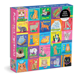 Puzzle box with images of cats and colorful design